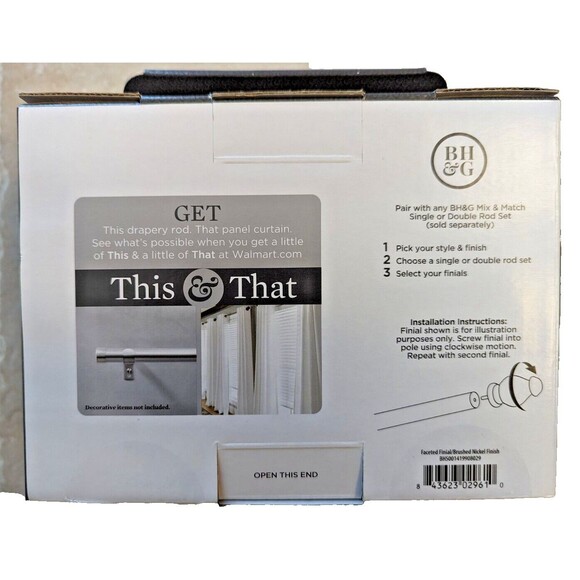 Better Homes and Gardens Curtain Rod Acrylic Finial 2-pc Brushed Nickel Finish - Picture 5 of 5